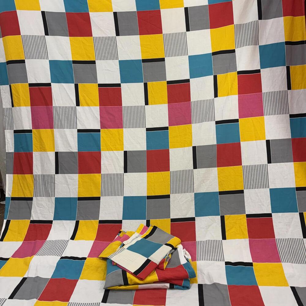 Vtg 80s/90s color block full size sheet set